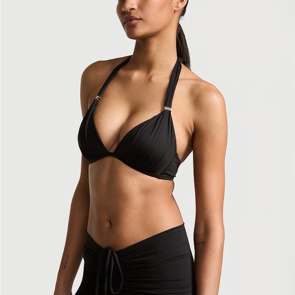 NWT Victoria’s Secret Black Halter Bikini Top, M